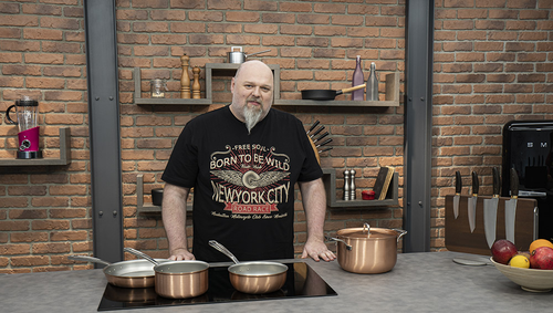 Miedziana patelnia sauté Falk Signature ręczna produkcja Ø 20 cm