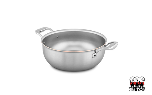 Ręcznie tworzona patelnia Copper Core Falk do duszenia, srebrna, Ø 24 cm, z pokrywką.