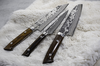 Ręcznie kuty nóż Gyuto 24 cm Takeshi Saji z serii IW VG-10 na jasnym tle.