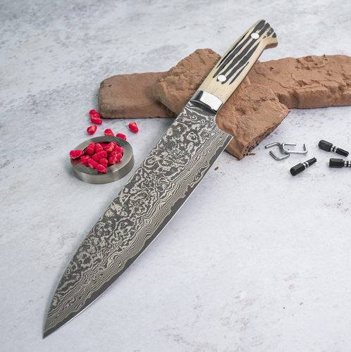 Nóż kucharski Takeshi Saji Gyuto, 24 cm, stal damasceńska, seria WBB R2