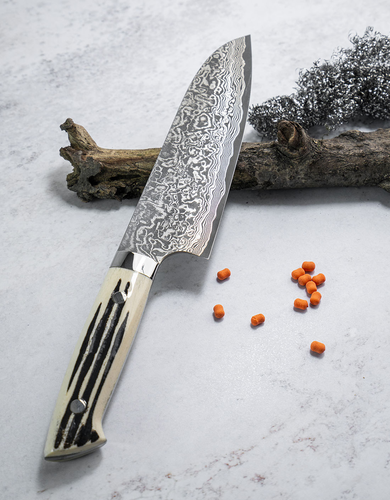Nóż Santoku Takeshi Saji, 18 cm, damasceńska stal R2, WBB seria.