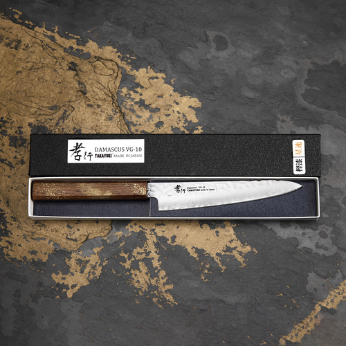 Japoński nóż uniwersalny Urushi Sakai Takayuki Shotoh 15 cm, stal VG-10 w eleganckim pudełku.