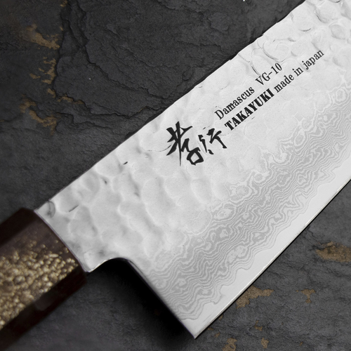 Japoński nóż Santoku Urushi Sakai Takayuki 17 cm, stal VG-10, elegancja i precyzja.