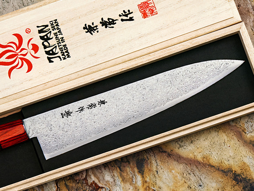 Japoński nóż Gyutoh Minamo-Kaze Kanetsune w pudełku, 63-warstwowy, 21 cm