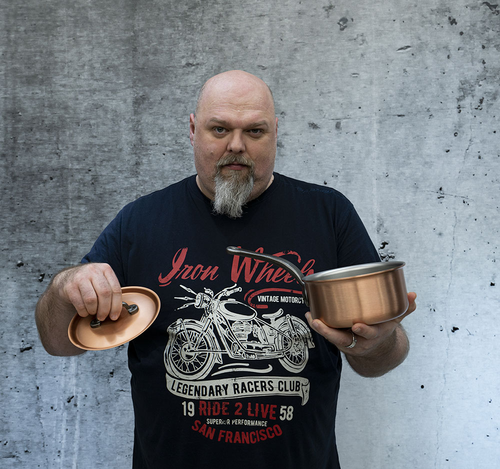 Miedziany rondel Falk Fusion z żeliwnym uchwytem, 0,95L, na indukcję.