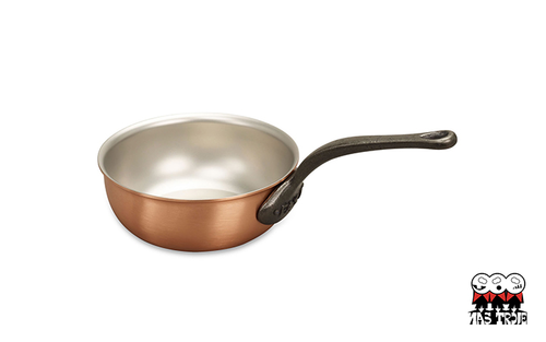 Miedziana patelnia sauté Falk Fusion z żeliwnym uchwytem, Ø 18 cm, na indukcję.