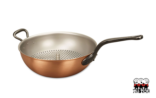 Miedziany wok Falk Fusion z wkładem do pary, żeliwne uchwyty, Ø 28 cm.