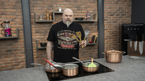 Rondel AvantGarde Falk z miedzi na indukcję, stalowe uchwyty, pojemność 2,7 litra.