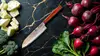 Japoński nóż Santoku Ryoma Rainbow Haiku na tle warzyw