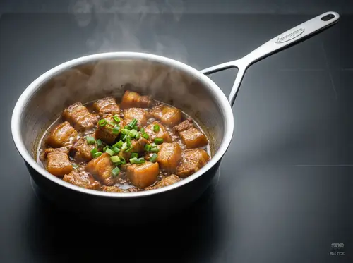 Stalowa patelnia sauté Demeyere 5-PLUS z daniem, srebrzysto-biała, Ø 24 cm.