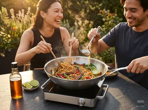 Demeyere 5-PLUS stalowy wok Ø 30 cm z technologią 5-Ply, srebrzysto-biały.