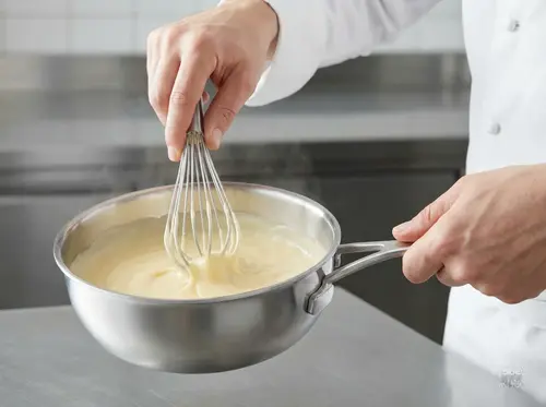 Stalowa patelnia sauté Demeyere Industry 5-Ply, Ø 20 cm, w kuchni.