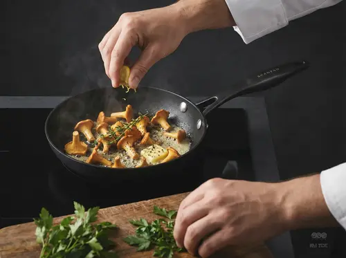 Tytanowo-ceramiczna patelnia Pro SB+ Scanpan z kurkami i ziołami