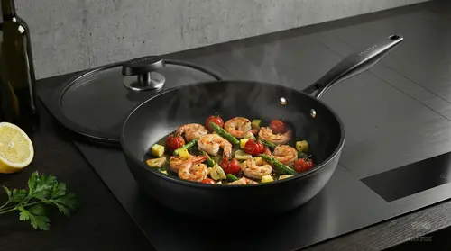 Scanpan Pro SB+ patelnia tytanowo-ceramiczna z pokrywką, Ø 28 cm, idealna do smażenia i duszenia