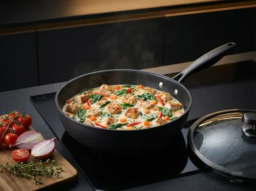 Scanpan Pro SB+ patelnia tytanowo-ceramiczna z pokrywką, smażenie i duszenie, Ø 28 cm