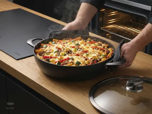 Tytanowo-ceramiczna patelnia Scanpan Pro SB+ z pokrywką 32 cm