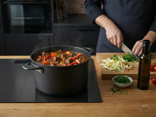 Tytanowo-ceramiczny garnek Scanpan Pro SB+ 4,8L na kuchence