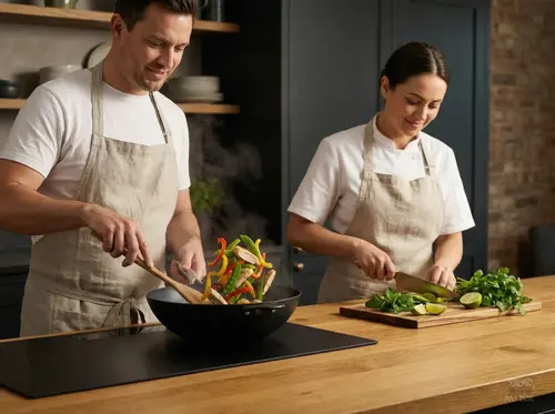 Wok Pro SB+ Scanpan na kuchennym blacie z warzywami
