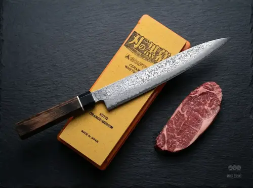 Senzo Black Suncraft nóż do sushi na kamieniu ceramicznym