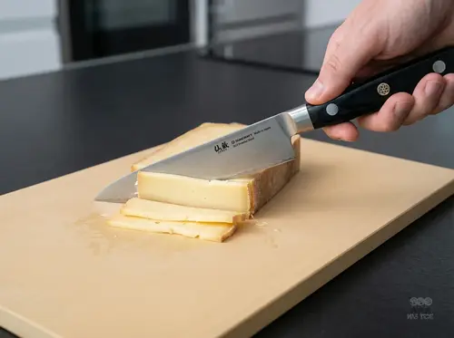 Japoński nóż uniwersalny Suncraft Senzo Professional Shotoh SG2, 13,5 cm, krojący ser na desce kuchennej