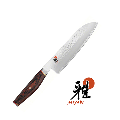 6000 MCT - Mistrzowski nóż Santoku ze stali młotkowanej, 18 cm, Miyabi