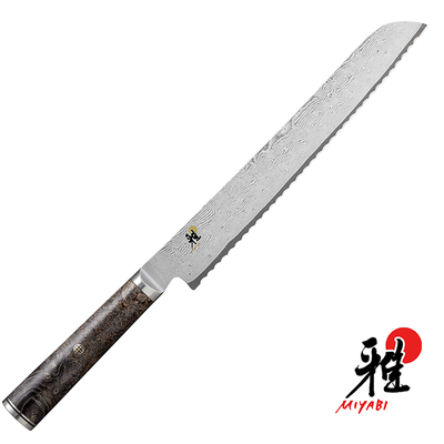 Black 5000 MCD 67 - Damasceński 132-warstwowy, mistrzowski nóż do pieczywa, 24 cm, Miyabi