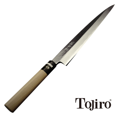 Aogami Damast - Japoński, ręcznie kuty wielowarstwowy nóż Yanagi Sashimi, 33 cm, Tojiro