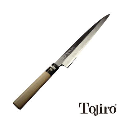 Aogami Damast - Japoński, ręcznie kuty wielowarstwowy nóż Yanagi Sashimi, 27 cm, Tojiro