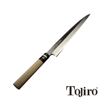 Aogami Damast - Japoński, ręcznie kuty wielowarstwowy nóż Yanagi Sashimi, 24 cm, Tojiro