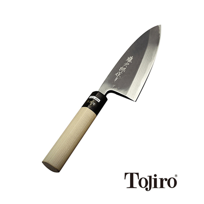 Aogami Damast - Japoński, ręcznie kuty wielowarstwowy nóż Deba, 18 cm, Tojiro
