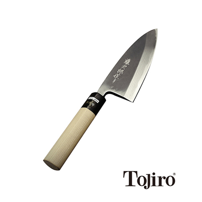 Aogami Damast - Japoński, ręcznie kuty wielowarstwowy nóż Deba, 15 cm, Tojiro