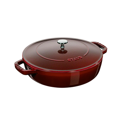 Grenade Red - Głęboka, żeliwna patelnia Chistera z pokrywą, Ø 28 cm, Staub