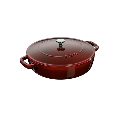 Grenade Red - Głęboka, żeliwna patelnia Chistera z pokrywą, Ø 24 cm, Staub