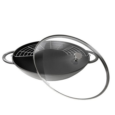 Graphite Grey - Żeliwny wok z nieprzywierającą glazurą, 5,7 l, Ø 37 cm, Staub
