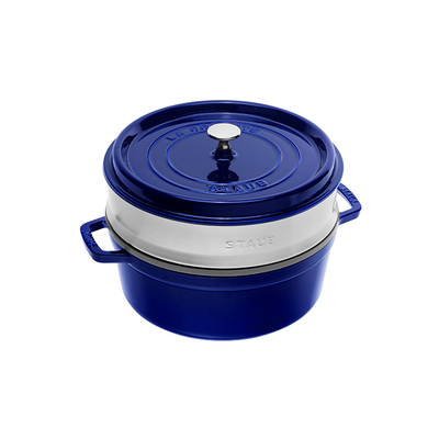Dark Blue - Żeliwny garnek do gotowania na parze + wkład, 5,2 l, Ø 26 cm, Staub