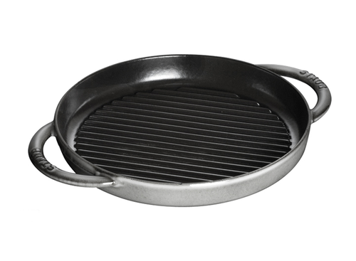 Graphite Grey - Żeliwna patelnia grillowa z kolekcji Pure Grill, porcelanowa glazura, Ø 30 cm, Staub
