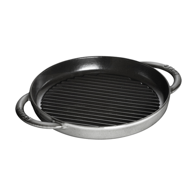Graphite Grey - Żeliwna patelnia grillowa z kolekcji Pure Grill, porcelanowa glazura, Ø 30 cm, Staub
