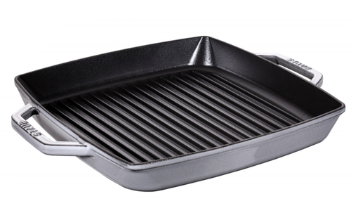 Graphite Grey - Żeliwna, kwadratowa nieprzywierająca patelnia do grillowania, 33 x 33 cm, Staub
