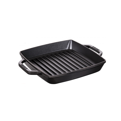 Black - Żeliwna, kwadratowa patelnia do grillowania; porcelanowa emalia, 23 x 23 cm, Staub