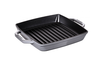 Graphite Grey - Żeliwna, kwadratowa nieprzywierająca patelnia do grillowania, 23 x 23 cm, Staub