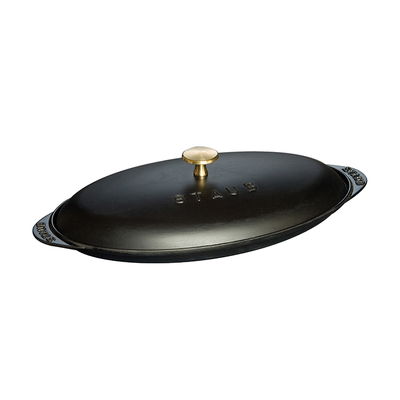 Black - Owalna, żeliwna patelnia do smażenia, pieczenia i serwowania ryb, 31 cm, Staub
