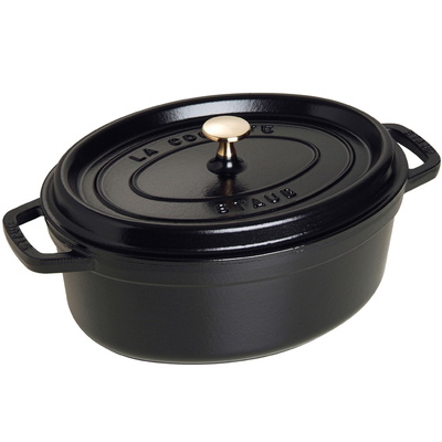 Black - Żeliwny, owalny garnek; nieprzywierająca powłoka, 12 l, 41 cm, Staub