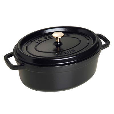Black - Żeliwny, owalny garnek; nieprzywierająca powłoka, 8 l, 37 cm, Staub