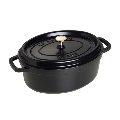 Black - Żeliwny, owalny garnek; nieprzywierająca powłoka, 6,7 l, 33 cm, Staub