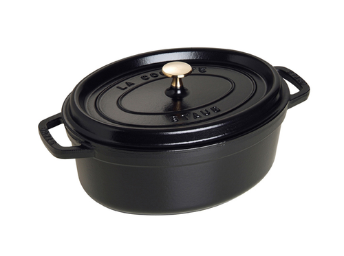 Black - Żeliwny, owalny garnek; nieprzywierająca powłoka, 5,4 l, 31 cm, Staub