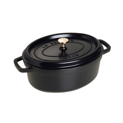Black - Żeliwny, owalny garnek; nieprzywierająca powłoka, 5,4 l, 31 cm, Staub