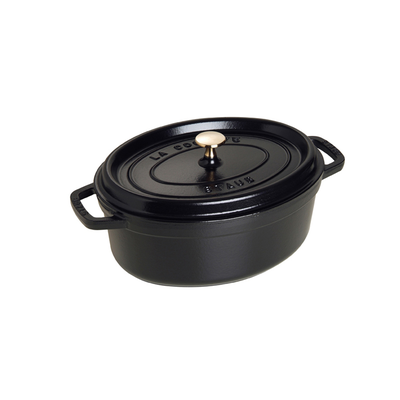 Black - Żeliwny, owalny garnek; nieprzywierająca powłoka, 3,2 l, 27 cm, Staub