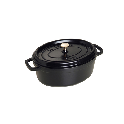 Black - Żeliwny, owalny garnek; nieprzywierająca powłoka, 2,4 l, 23 cm, Staub