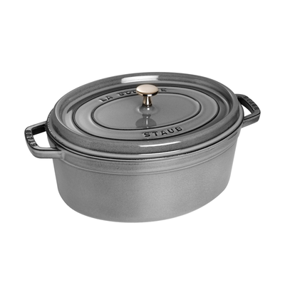 Graphite Grey - Żeliwny, owalny garnek z powłoką nieprzywierającą, 6,7 l, 33 cm, Staub