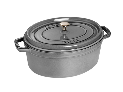 Graphite Grey - Żeliwny, owalny garnek z powłoką nieprzywierającą, 5,4 l, 31 cm, Staub